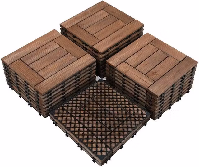 Kelvenix Interlocking Wood Flooring Tiles, Brown, W: 520 mm, L: 10000 mm
