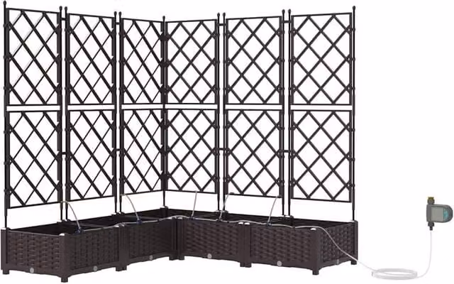 Berkfield Home Garden Planters with Water Irrigation System, 5 Piece Set, Brown