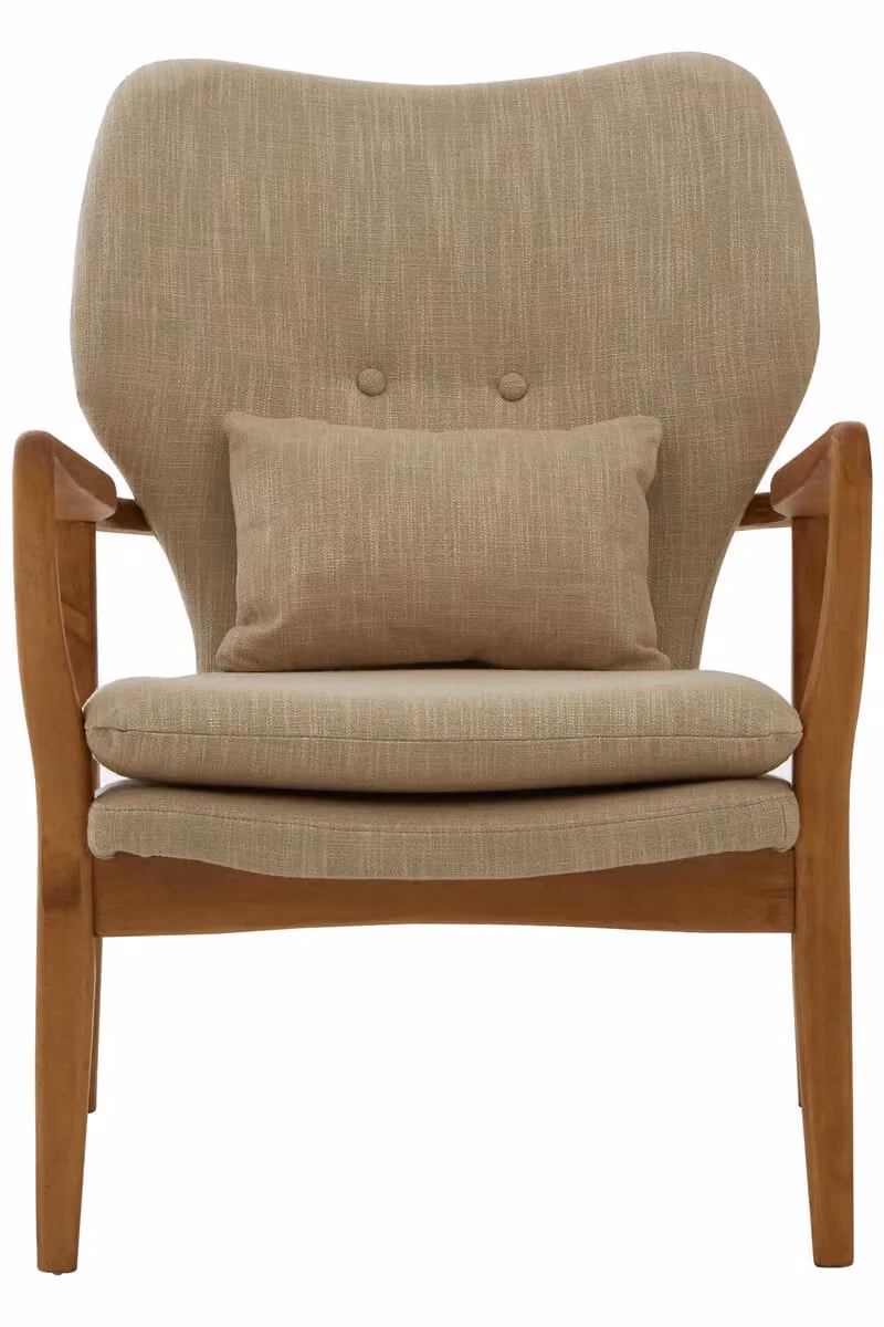Orsina Mid-Century Beige Fabric Lounge Chair with Black Solid Wood Frame – 4
