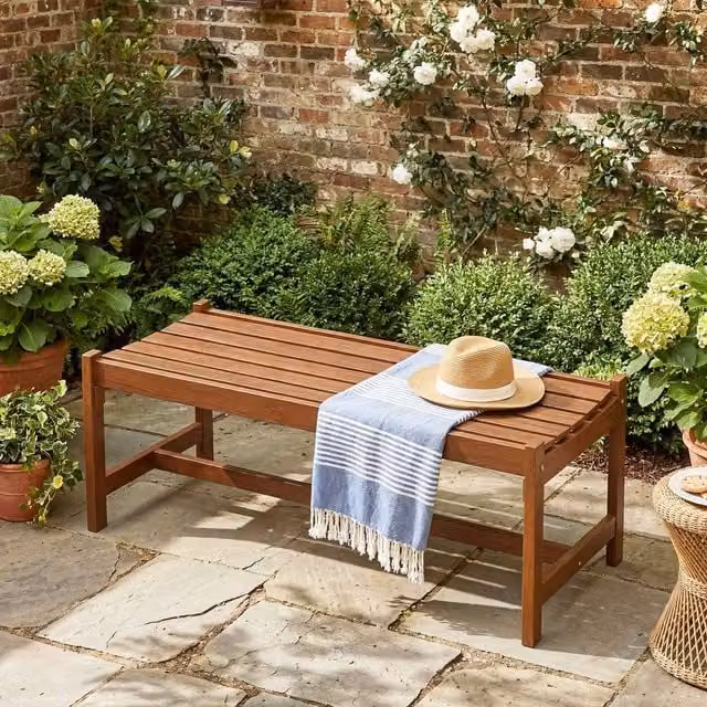 Costway Natural Wooden Slat Patio Bench for 2 People, Width: 112 cm – 1