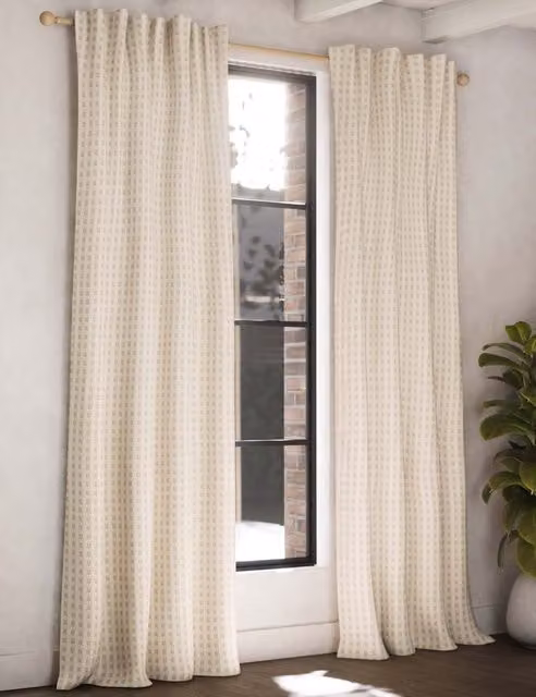 M&S Chenille Gingham Checked Blackout Curtains in Black and Beige, H: 183 cm x W: 168 cm