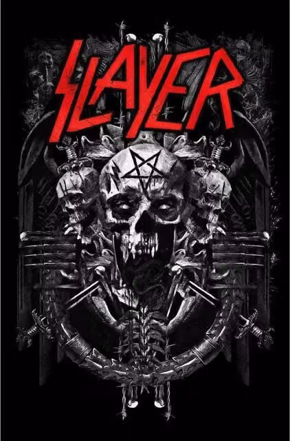 Slayer Demonic Graphic Textile Wall Poster in Black