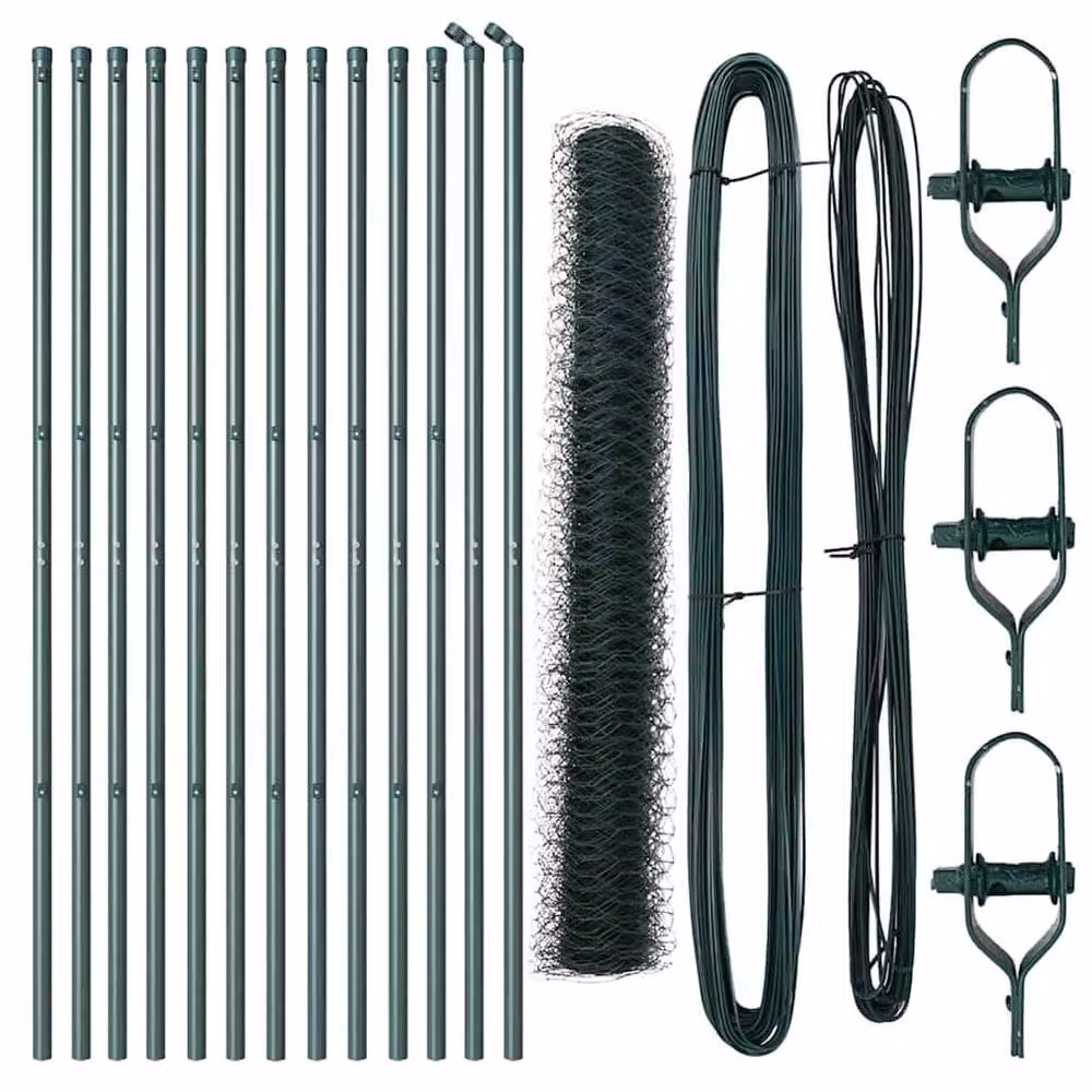 Berkfield Home Durable Metal Fencing Set of 2, Forest Green, W: 1 m, H: 25 cm – 3