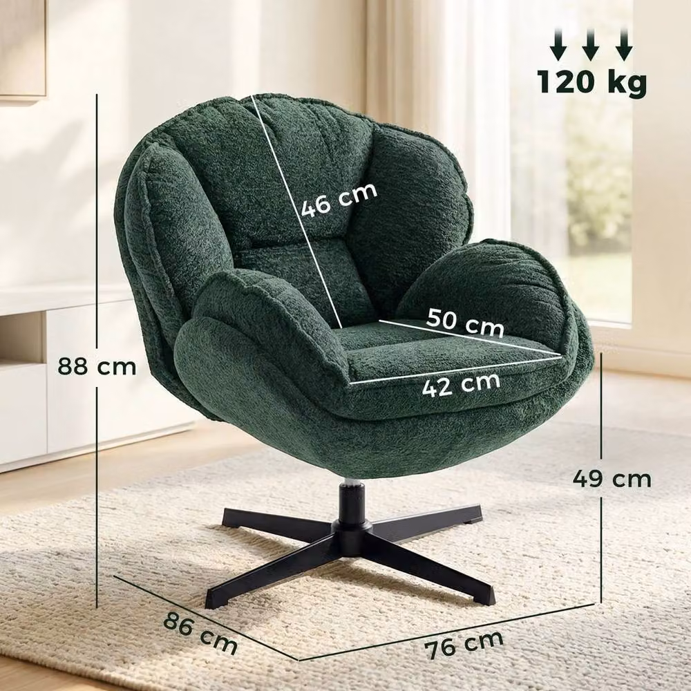PAWNORA Modern Velvet Swivel Accent Chair in Dark Green with Armrests – 2