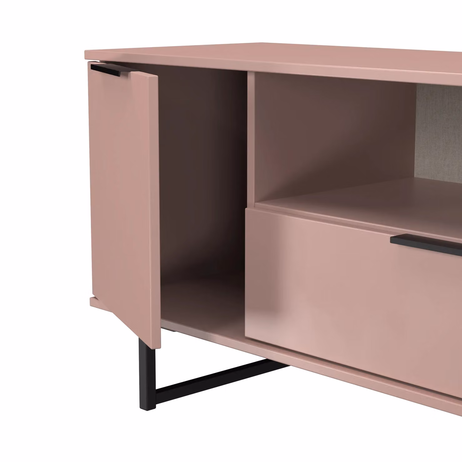 Ready Assembled 2 U Fuji Modern Wide TV Unit with 2 Doors and 1 Drawer in Dusty Pink – 4