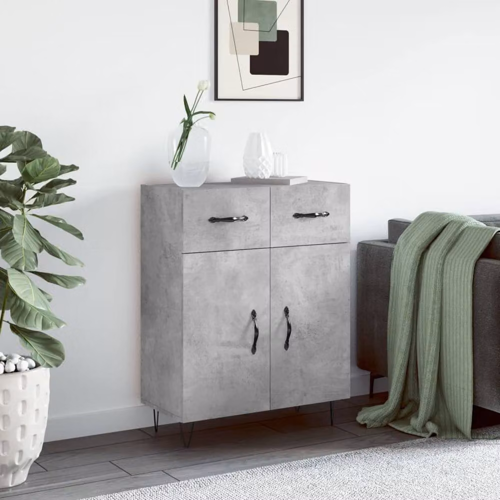 Berkfield Home Industrial Sideboard in Concrete Grey, W/D/H: 69.5 x 34 x 90 cm – 2
