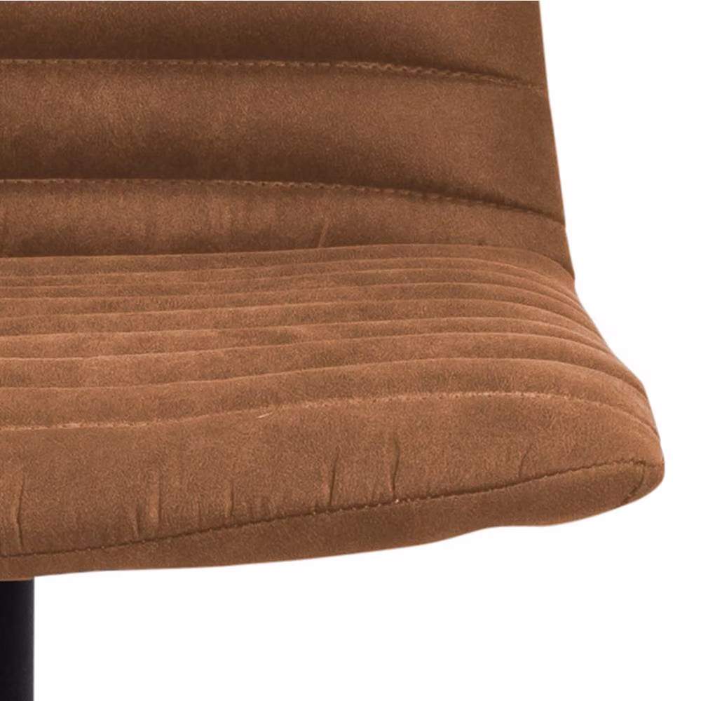 Wyld Haus Aalborg Set of 2 Adjustable Swivel Bar Stools in Camel Brown Microfibre with Black Metal Legs – 4