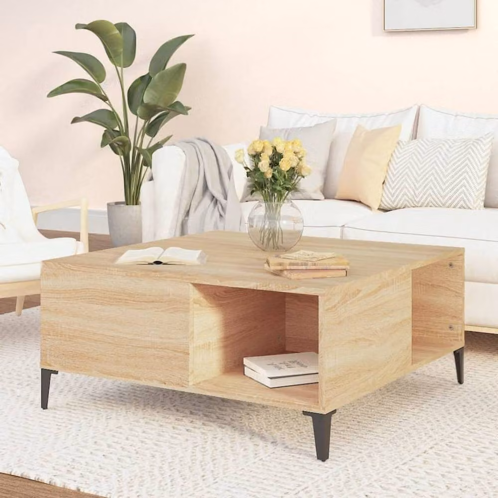 Berkfield Home Sonoma Oak Coffee Table, Light Oak, W/D/H: 80 x 80 x 36.5 cm – 2