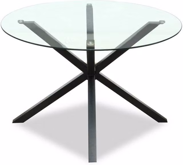 Lemon Pavilion Monza Round Glass Dining Table with Black X-Frame, W: 120 cm, D: 120 cm, H: 76 cm