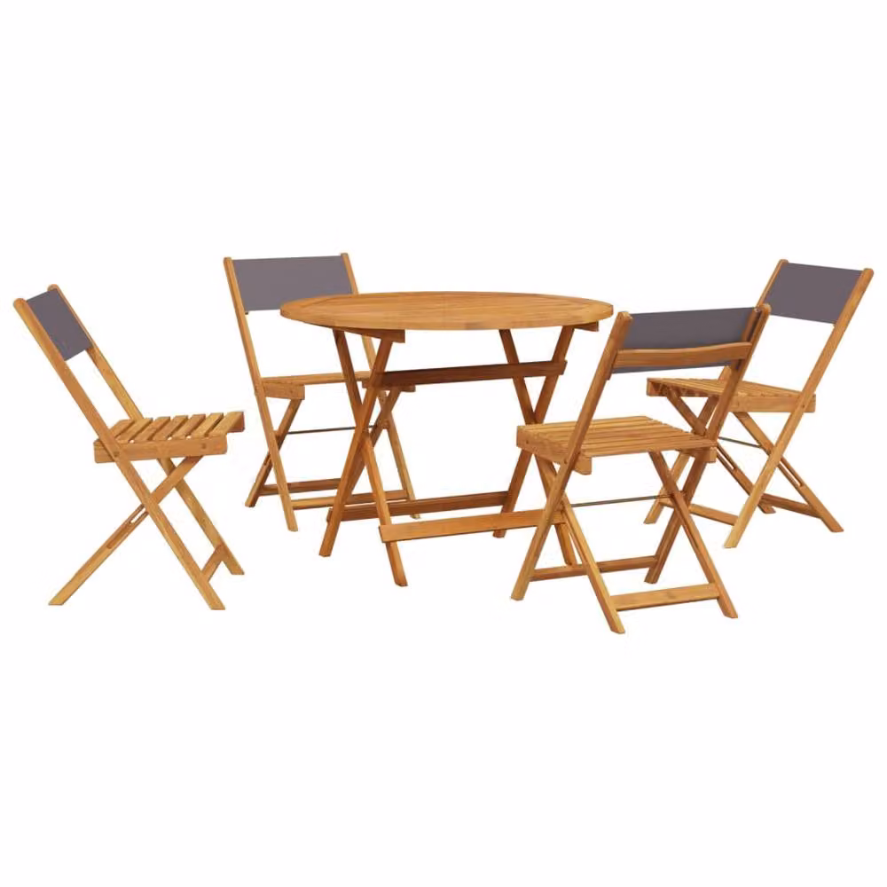 Berkfield Home 5 Piece Garden Dining Set in Anthracite Fabric and Black Acacia Wood – 2