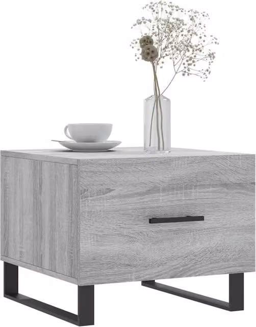 Berkfield Home Set of 2 Grey Sonoma Decorative Coffee Tables, W/D/H: 50 x 50 x 40 cm