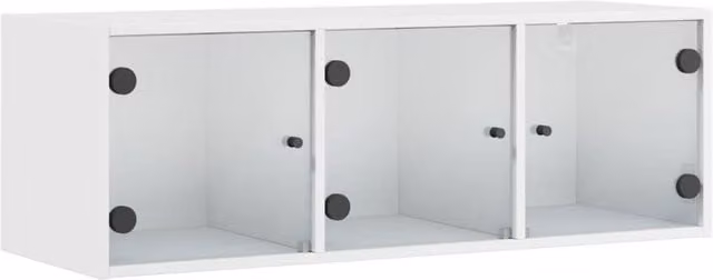 Berkfield Home Wall Mounted Cabinet with Glass Doors, White, W: 102 cm, D: 35 cm, H: 37 cm