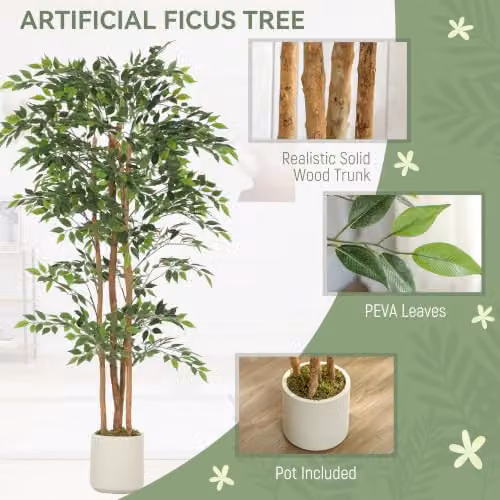 HOMCOM 180cm Artificial Tree in Green and White – 3