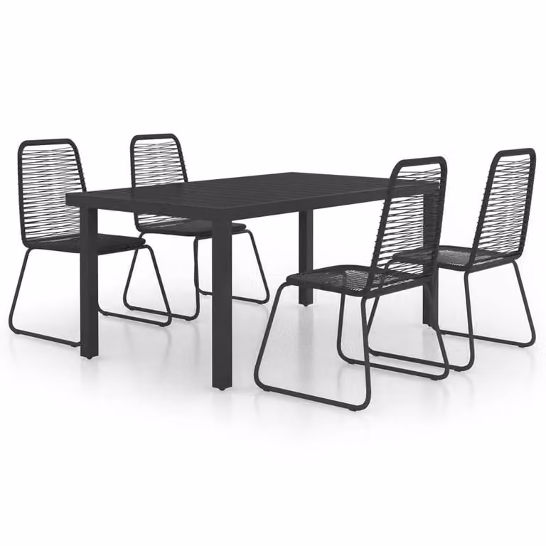 Berkfield Home 5 Piece Garden Dining Set in Black PVC Rattan
