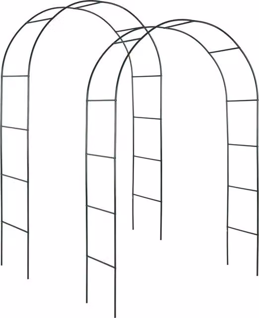 tectake Set of 2 Green Metal Round Garden Arches for Climbing Plants and Ornamental Support