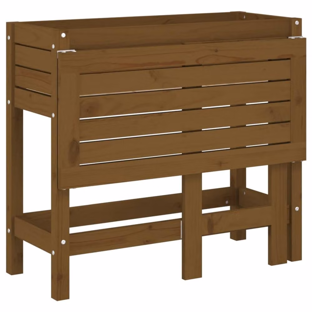 Berkfield Home Rustic Brown Solid Wood Pine Garden Planter with Folding Tabletop W/D/H: 84 x 75 x 73 cm – 7