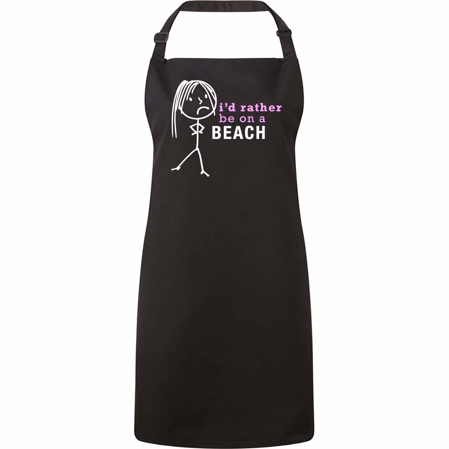 60 Second Makeover Women's I'd Rather Be On A Beach Apron in Black – 2