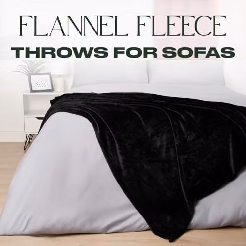 Brentfords Black Flannel Fleece Throw Blanket, W/D/H: 120 x 150 cm – 2
