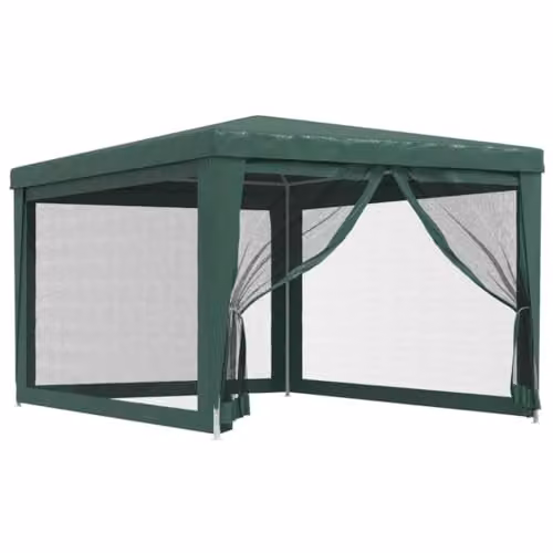 vidaXL Party Tent in Green with 4 Mesh Sidewalls, W: 300 cm, D: 300 cm, H: 246 cm