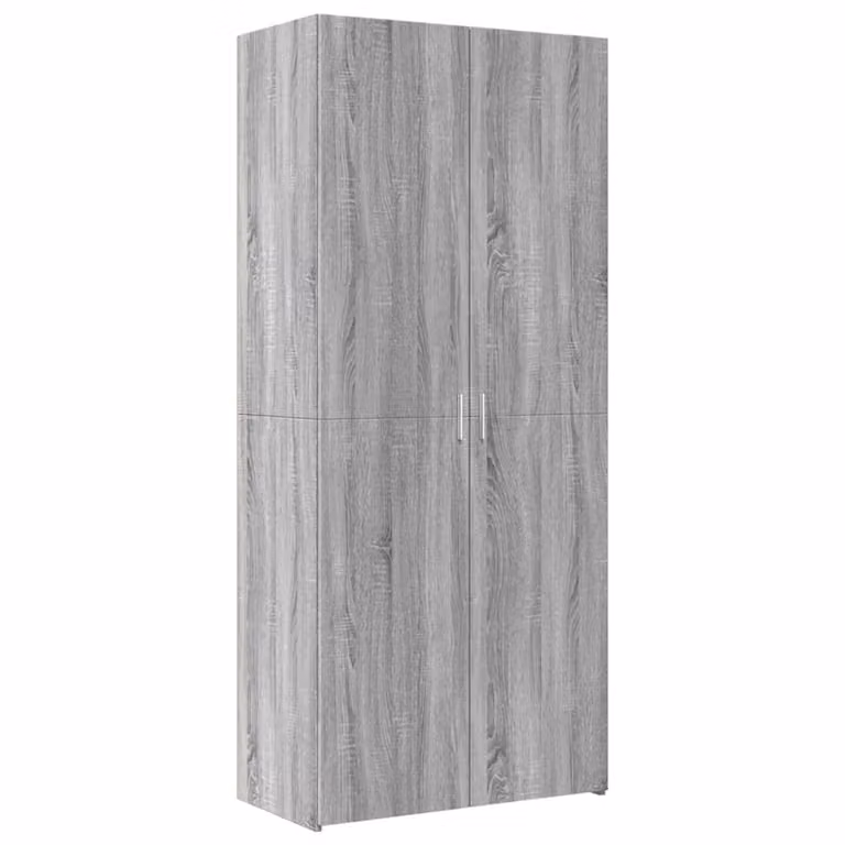 Berkfield Home Grey Sonoma Highboard in MDF with Hinged Doors and Open Shelving, W/D/H: 80 x 42.5 x 185 cm