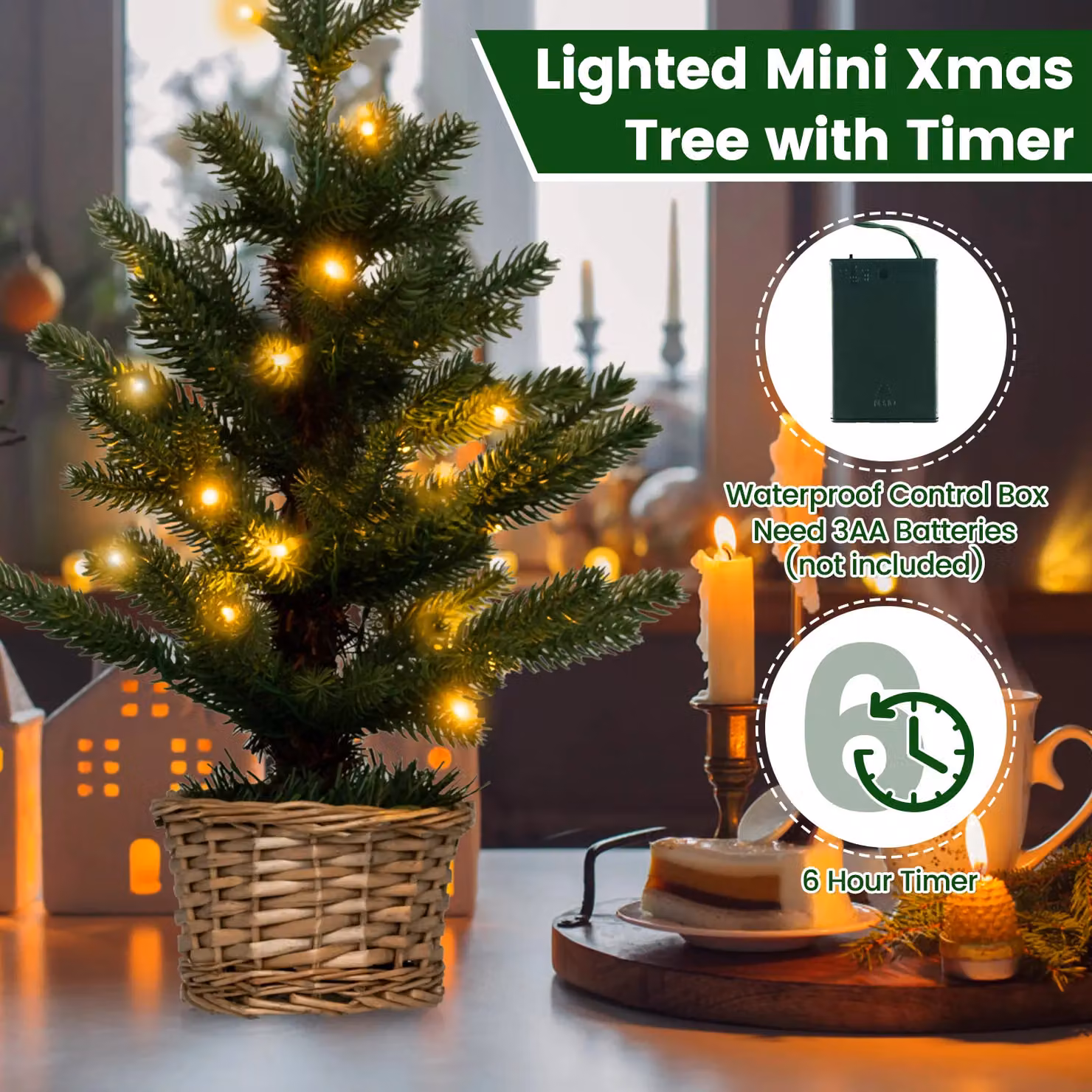 Gymax Green Tabletop Pre-lit Christmas Tree with 96 Tips and 20 Lights – 5