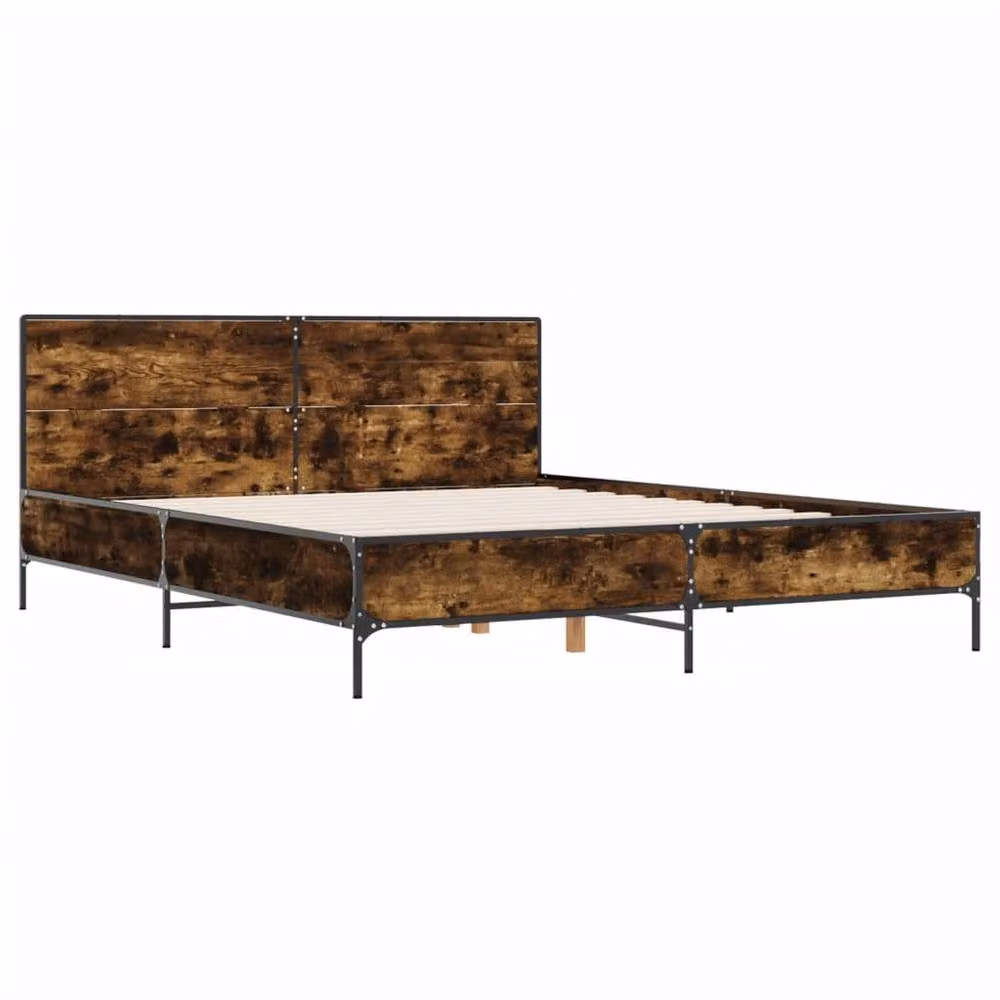Berkfield Home Smoked Oak Bed Frame in Brown, W/D/H: 140 x 190 cm – 3