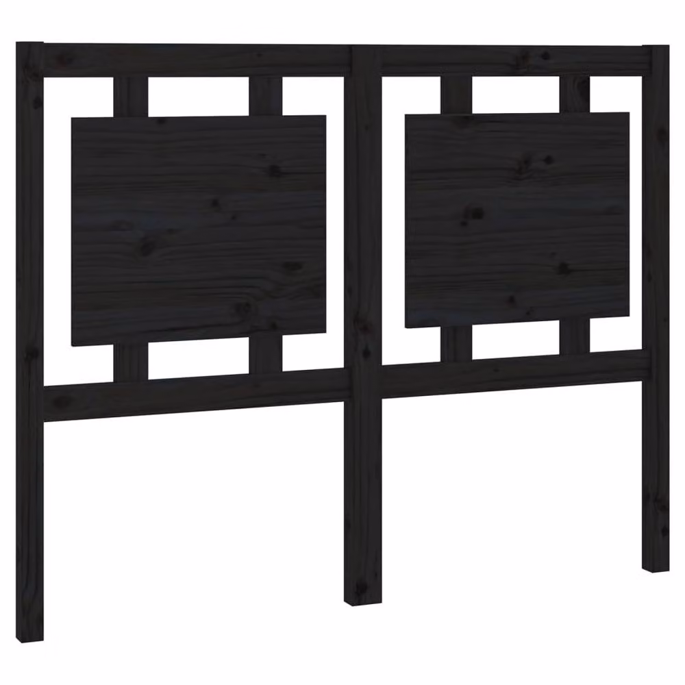 Berkfield Home Beautiful Bed Headboard in Black Solid Pine Wood, W: 125.5 cm, D: 4 cm, H: 100 cm – 2