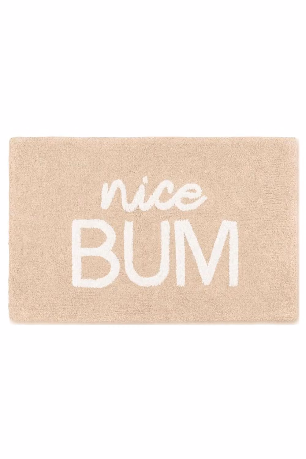 Mooky Mats Nice Bum Slogan Bath Mat, Non-Slip and Machine Washable, Beige and White, W: 50 cm, D: 80 cm – 2