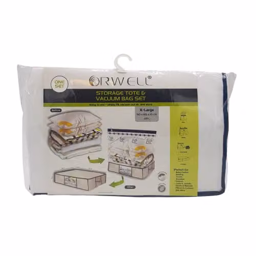 Orwell X-Large Storage Tote and Vacuum Bag Set, White, W: 65 cm, D: 50 cm, H: 15 cm