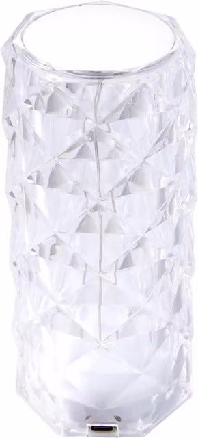 Livingandhome Crystal Diamond RGB LED Table Lamp in White and Transparent, H: 16 cm, W: 16 cm, D: 7 cm