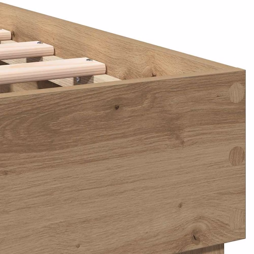 Berkfield Home Artisan Oak Bed Frame in Brown, Engineered Wood, W/D/H: 185 x 203 x 70 cm – 4