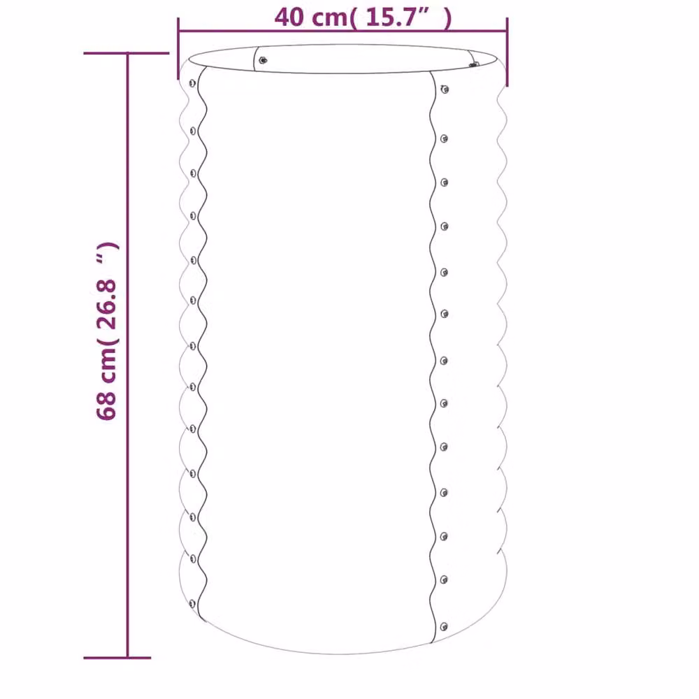 Berkfield Brown Powder-coated Steel Garden Planter Tub, W/D/H: 40 x 40 x 68 cm – 4