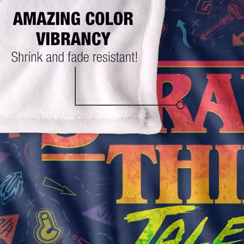Netflix Stranger Things Tales From 85 Multicolour Logo Microfibre Fleece Throw Blanket W/D/H: 152.4 x 152.4 x 0.3 cm – 4