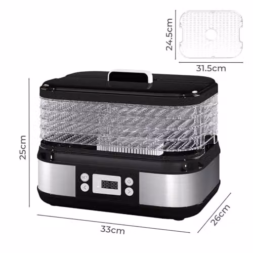 Spector Compact 5-Tray Food Dehydrator in Black, 450W with LED Touch Control and Timer – 7