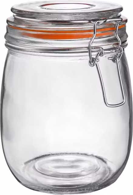 Argon Tableware Transparent Glass Storage Jar with Orange Seal, 0.75 l