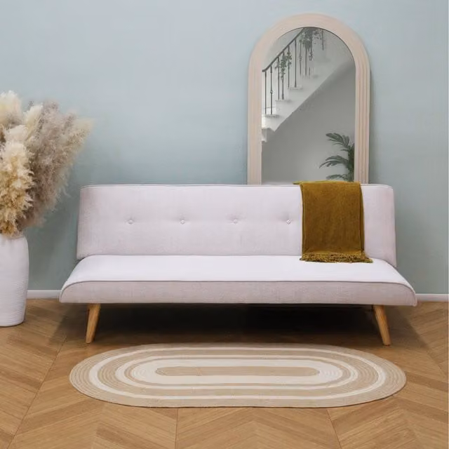 Home Garden Direct Lucca 3 Seater Click-Clack Sofa Bed in Light Grey Textured Fabric