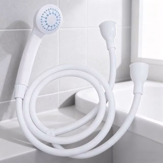 Ventryn White Matt Push On Shower Head with Hose for Bath, Sink or Hairdresser