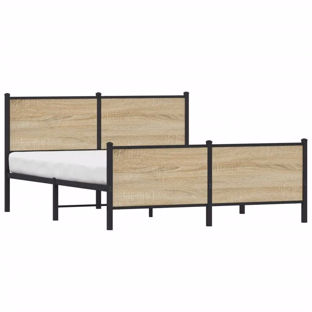 Berkfield Home Metal Bed Frame in Sonoma Oak Natural, W/D/H: 140 x 190 cm – 2