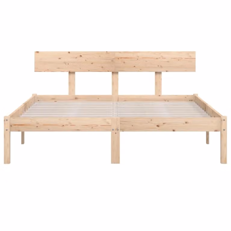 Berkfield Home King Size Solid Wood Pine Bed Frame, Brown, W: 150 cm, D: 200 cm