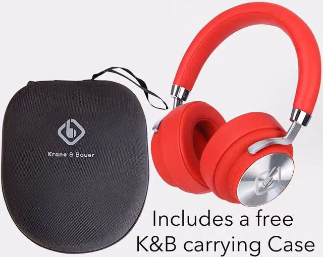 Krane & Bauer Harmony Bluetooth Wireless Noise-Cancelling Headphones - Red