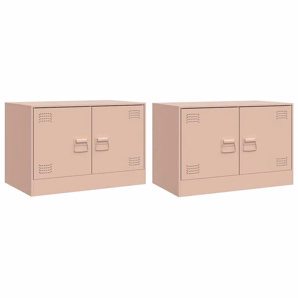 Berkfield Home Set of 2 Modern Pink Metal TV Cabinets, W/D/H: 67 x 39 x 44 cm – 3