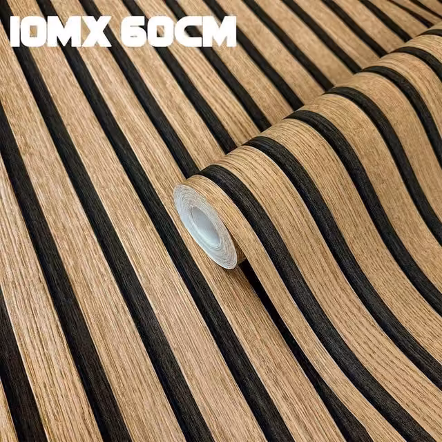 PAWNORA Self-Adhesive 3D Wood Grain Panel Effect Wallpaper Roll in Brown – 1