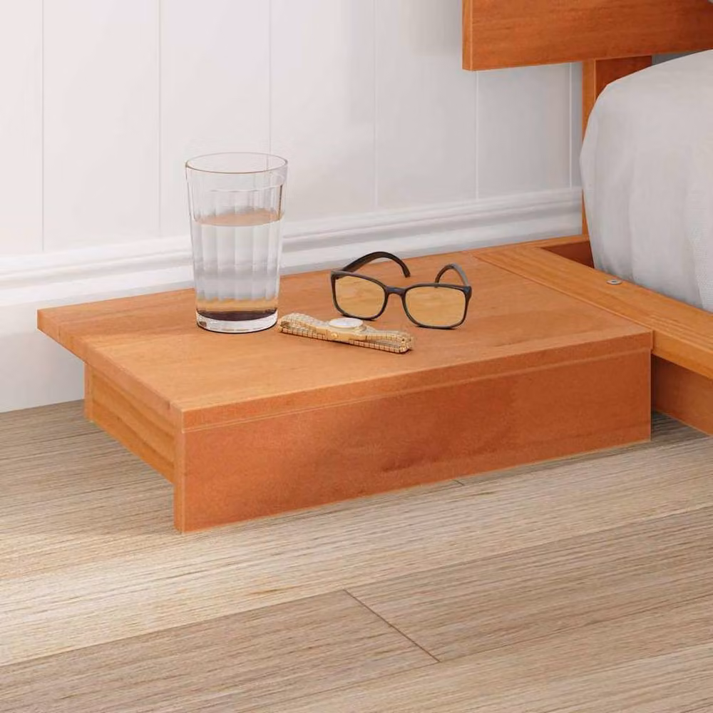 Berkfield Home Wax Brown Solid Wood Floor Bed Frame with Headboard and Bedside Shelves, W/D/H: 150 x 200 x 209 cm – 2