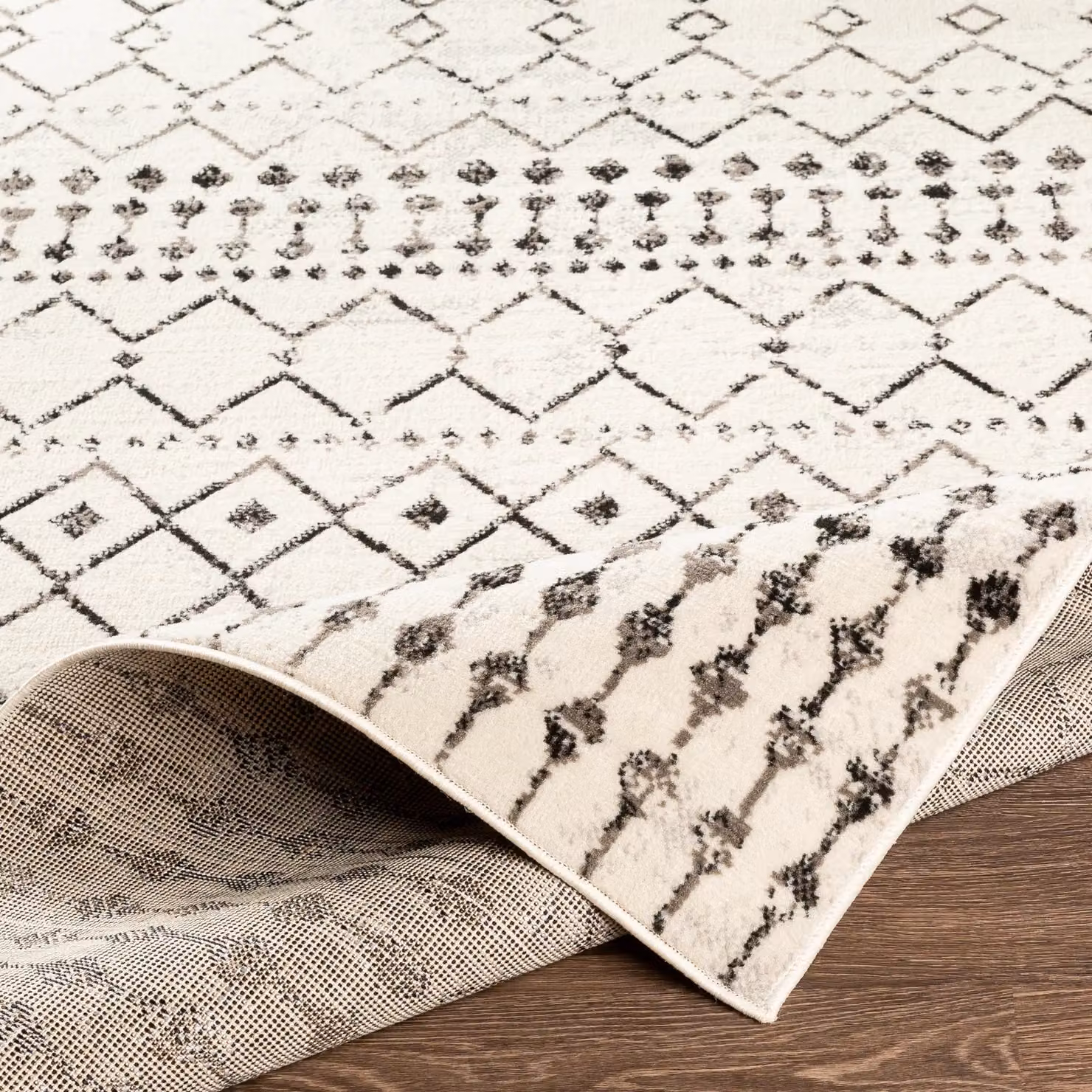 Livabliss Pisa Geometric Machine Woven Rug in Black, White and Grey, W: 200 cm, D: 275 cm – 3