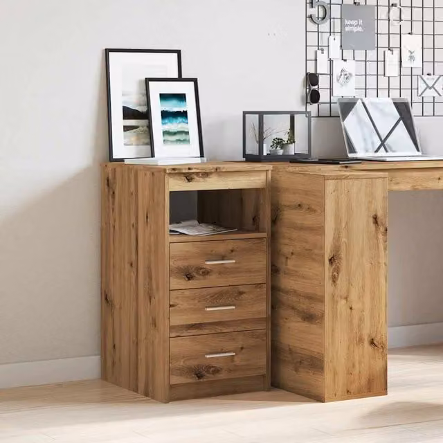 Berkfield Home Artisan Oak Drawer Cabinet in Brown, W/D/H: 40 x 50 x 76 cm