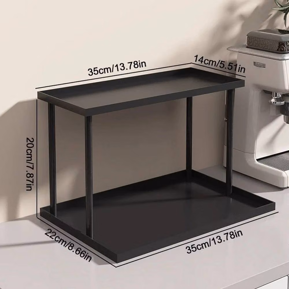 SPETLEK 2 Layer Multipurpose Metal Countertop Organizer in Black, W/D/H: 35.0 x 20.0 x 22.0 cm – 2