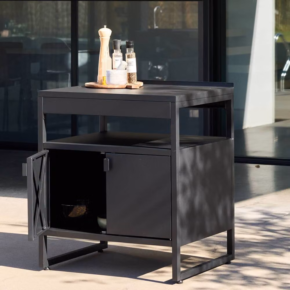 sweeek Outdoor Kitchen Stainless Steel Storage Module with 2 Hinged Doors, Black, W: 80 cm, D: 60 cm, H: 92.5 cm – 5