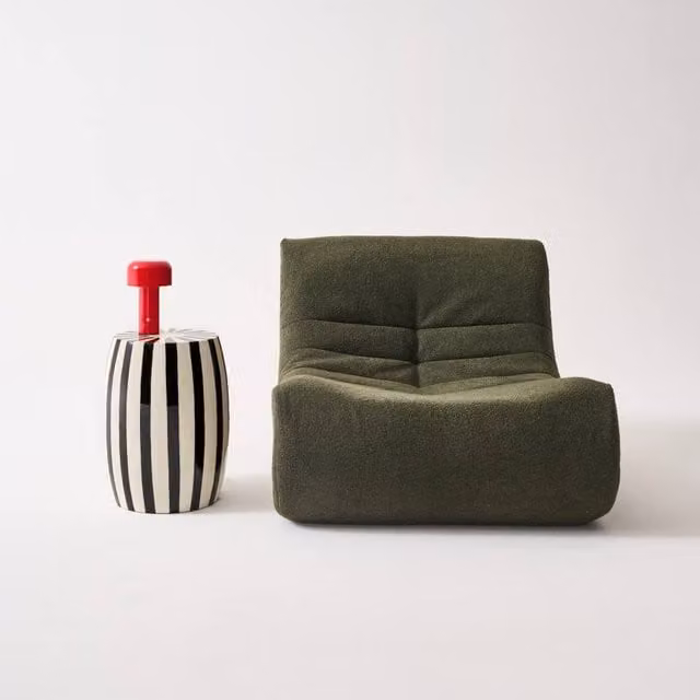 sweeek Modern Round Side Table in Two-Tone Enameled Steel, Black, Terracotta and Green, W/D/H: 35 x 35 x 46 cm