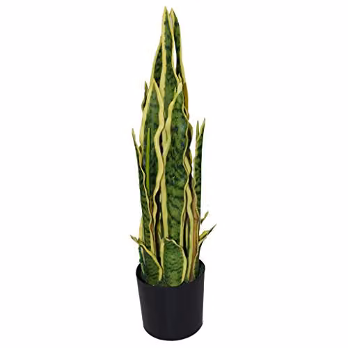 Leaf Artificial Potted Sansevieria Snake Plant in Yellow and Green, Height: 55 cm – 1