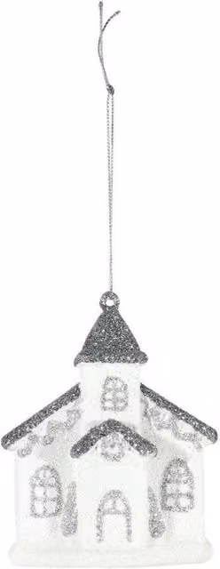 KDMD White Classic Church Hanging Christmas Decoration, 2 Pack, 10 cm